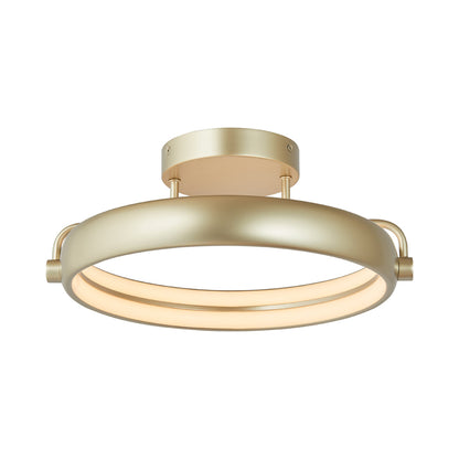 Rave Ring LED Semi Flush Mount Ceiling Light in Titanium Silver (15.2-Inch).