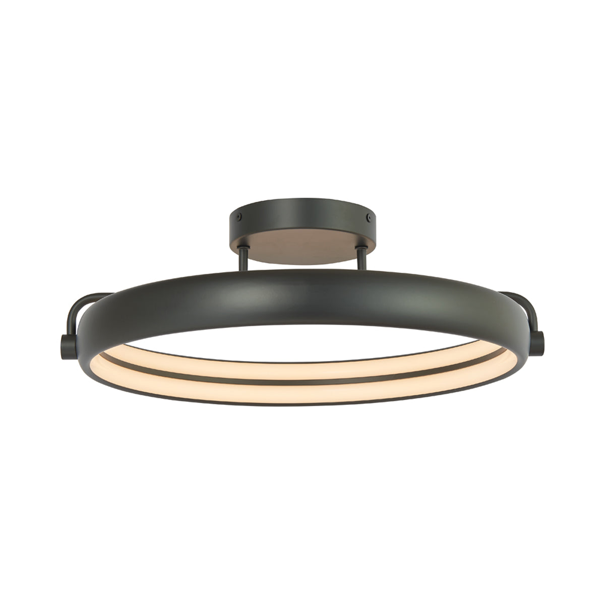 Rave Ring LED Semi Flush Mount Ceiling Light in Matte Black (18.9-Inch).