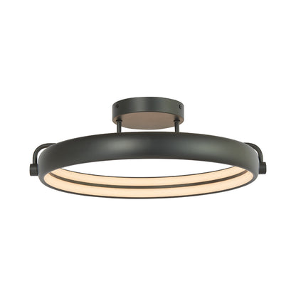 Rave Ring LED Semi Flush Mount Ceiling Light in Matte Black (18.9-Inch).