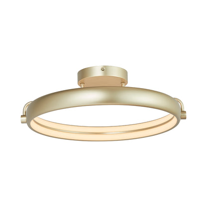 Rave Ring LED Semi Flush Mount Ceiling Light in Titanium Silver (18.9-Inch).