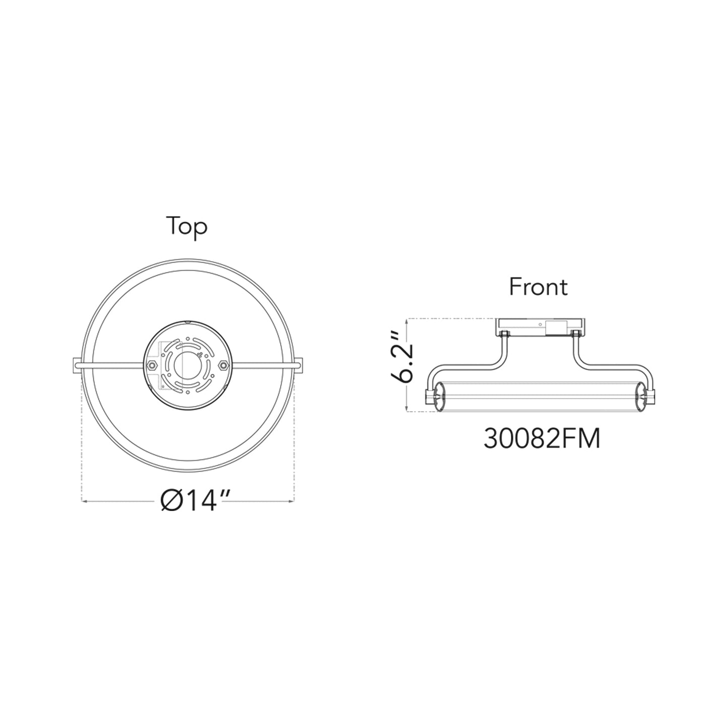 Rave Ring LED Semi Flush Mount Ceiling Light - line drawing.