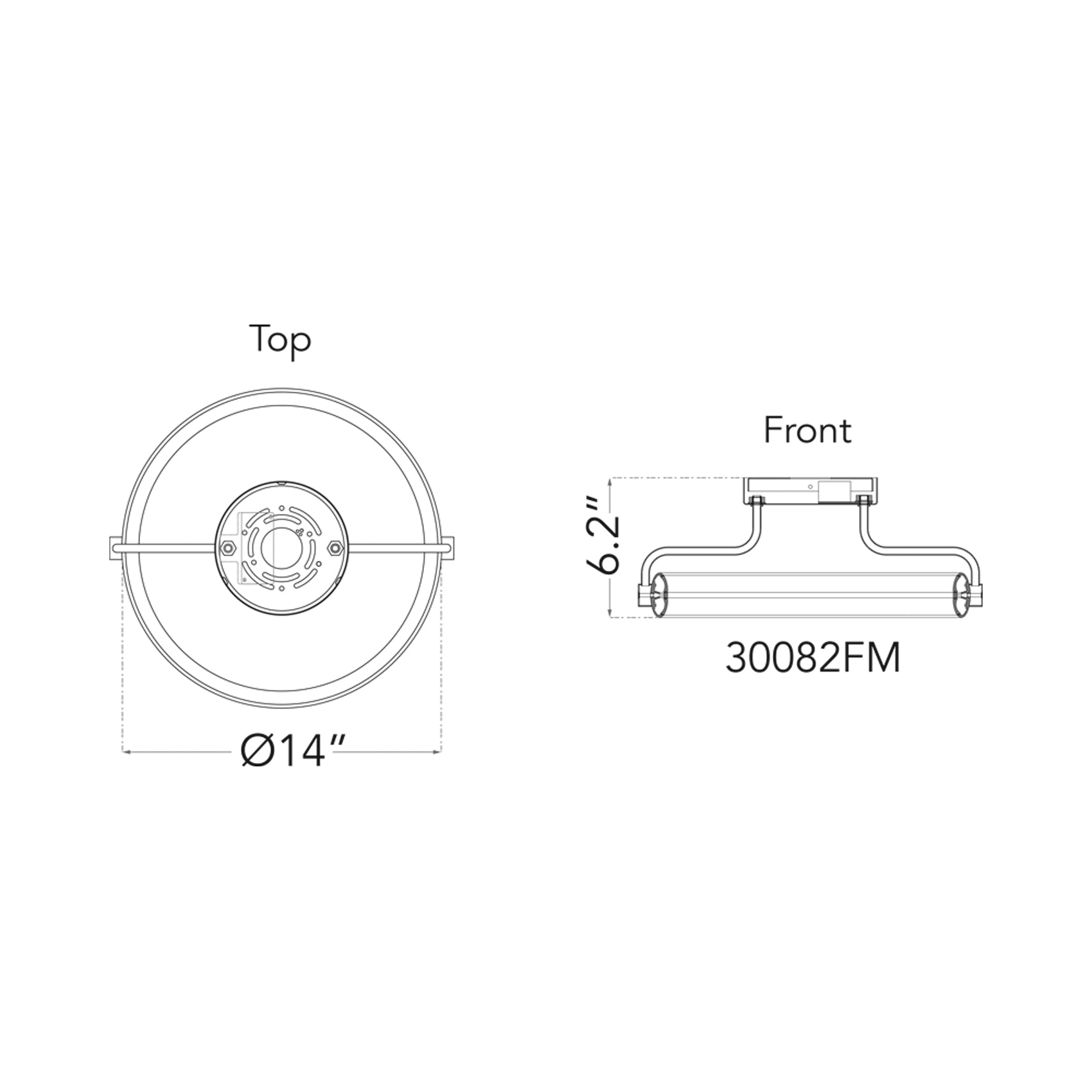 Rave Ring LED Semi Flush Mount Ceiling Light - line drawing.