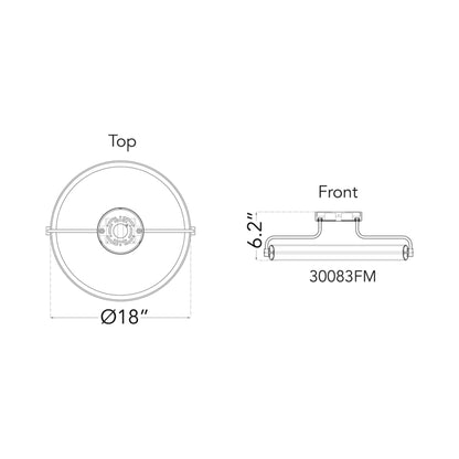 Rave Ring LED Semi Flush Mount Ceiling Light - line drawing.