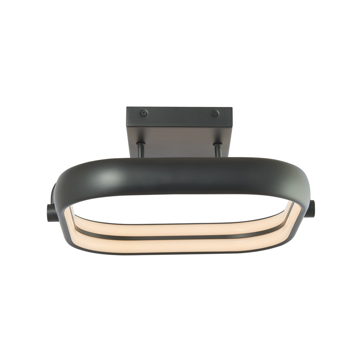 Rave Square LED Semi Flush Mount Ceiling Light in Matte Black (14.8-Inch).
