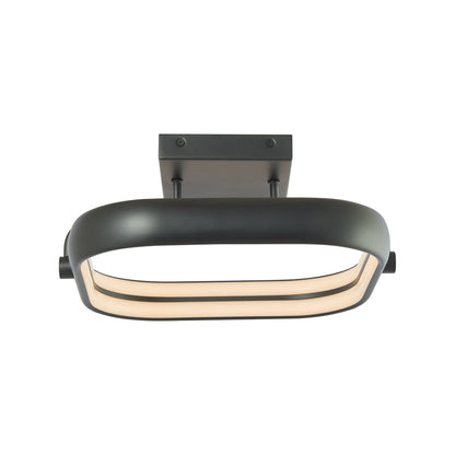 Rave Square LED Semi Flush Mount Ceiling Light in Matte Black (14.8-Inch).