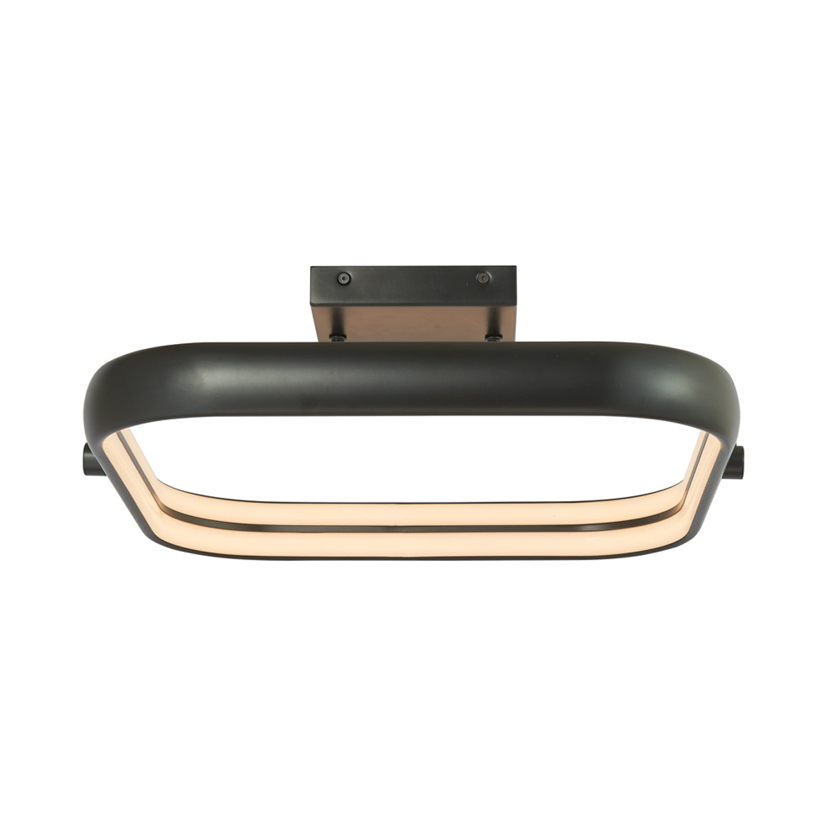 Rave Square LED Semi Flush Mount Ceiling Light in Matte Black (18.8-Inch).