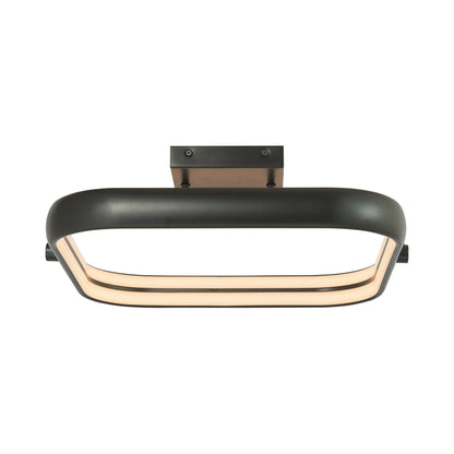 Rave Square LED Semi Flush Mount Ceiling Light in Matte Black (18.8-Inch).