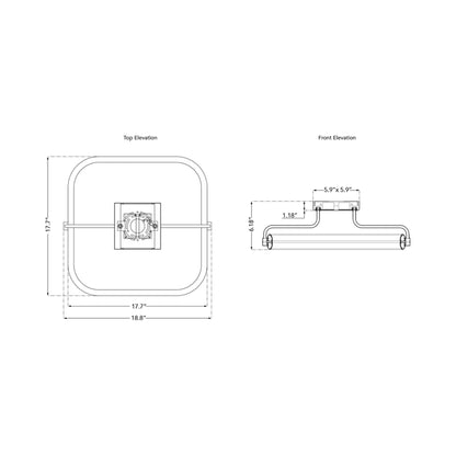 Rave Square LED Semi Flush Mount Ceiling Light - line drawing.