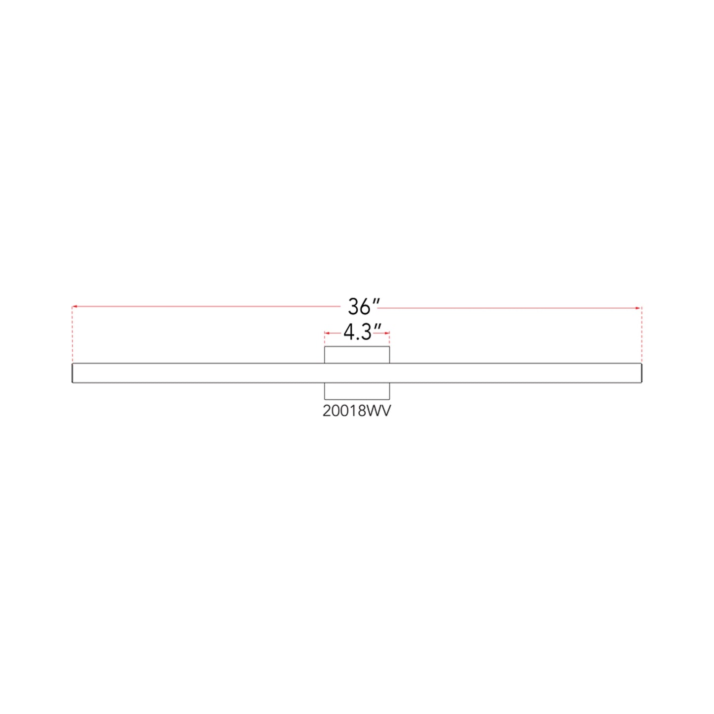 Sabre LED Bath Vanity Light - line drawing.