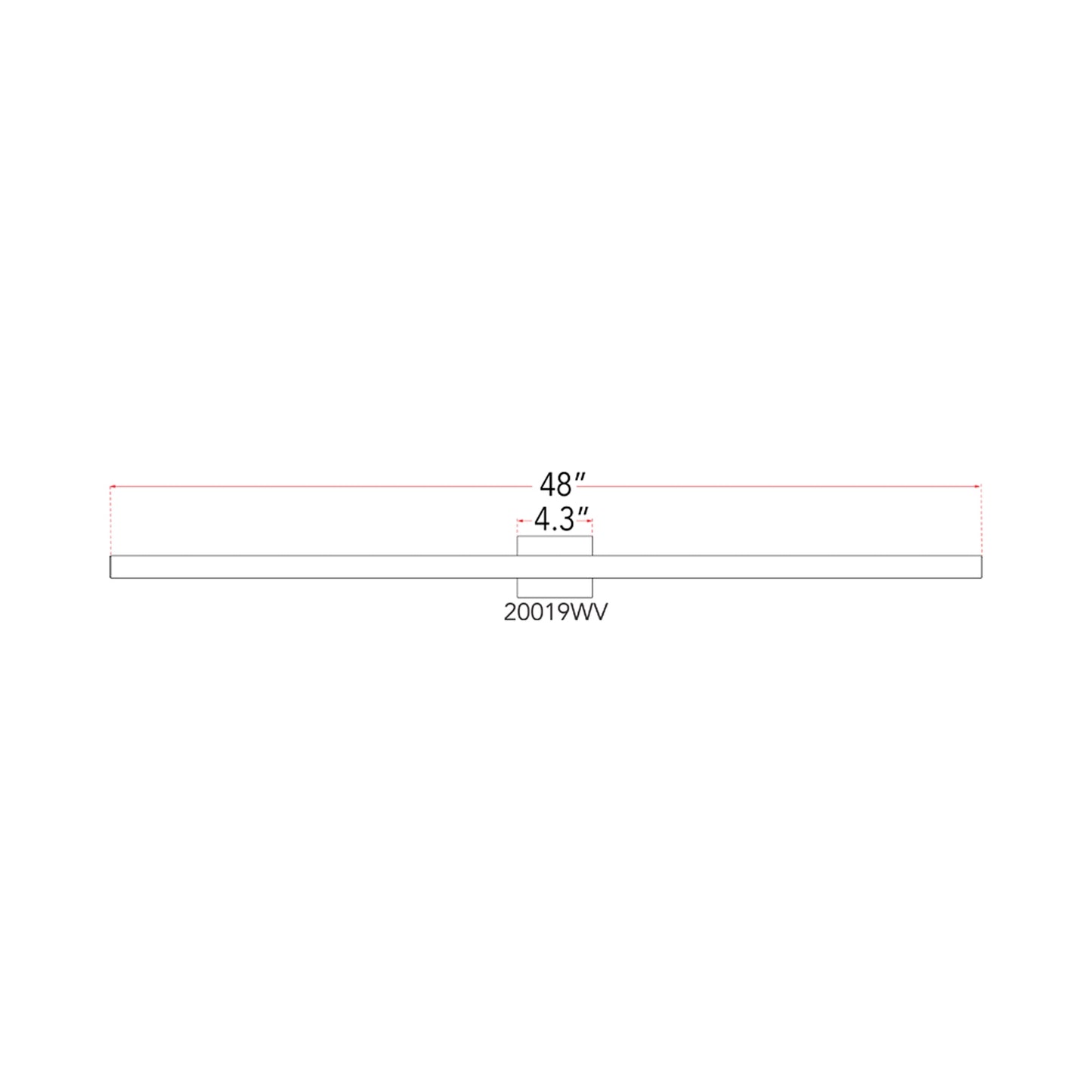 Sabre LED Bath Vanity Light - line drawing.