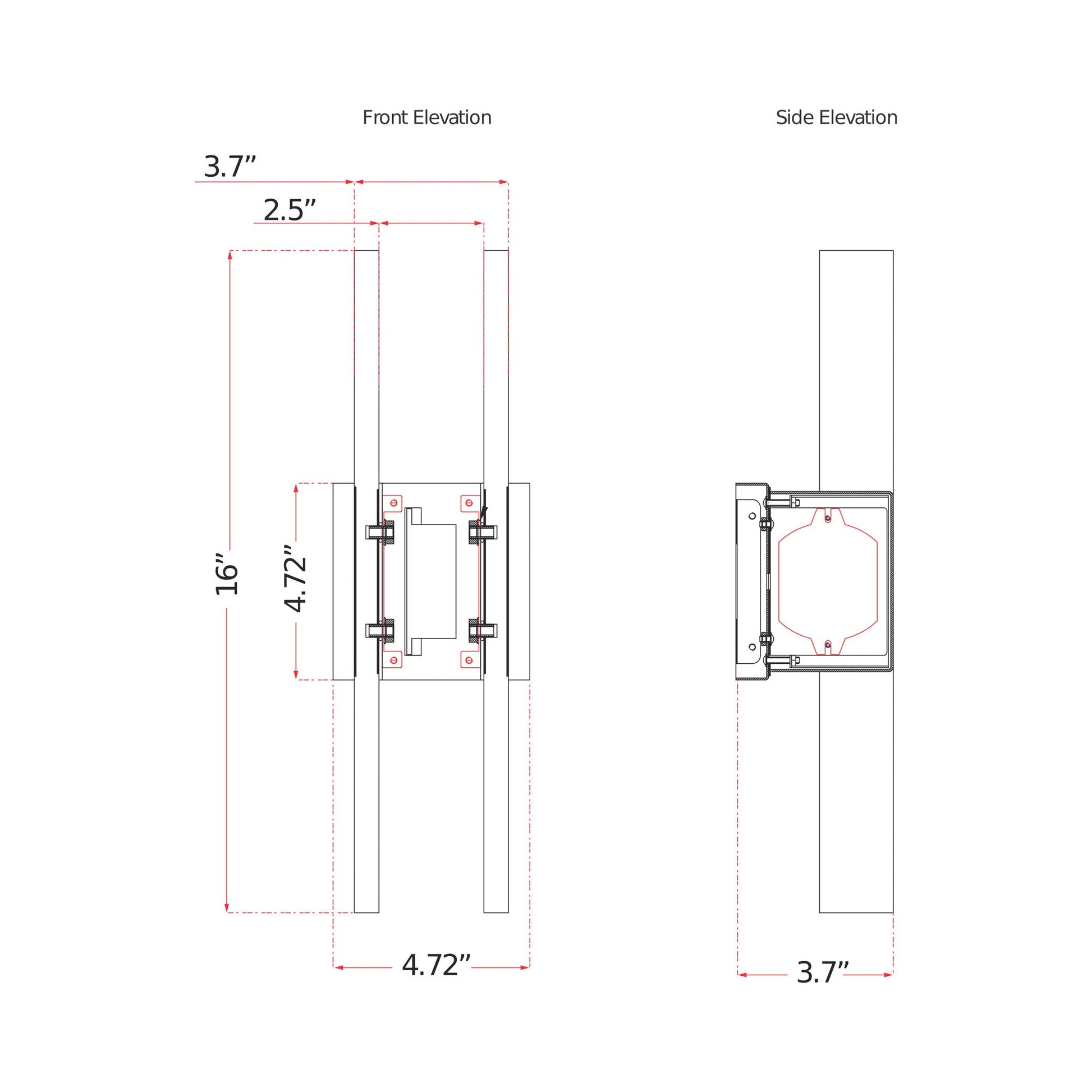 Slate Outdoor LED Wall Light - line drawing.