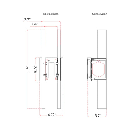 Slate Outdoor LED Wall Light - line drawing.