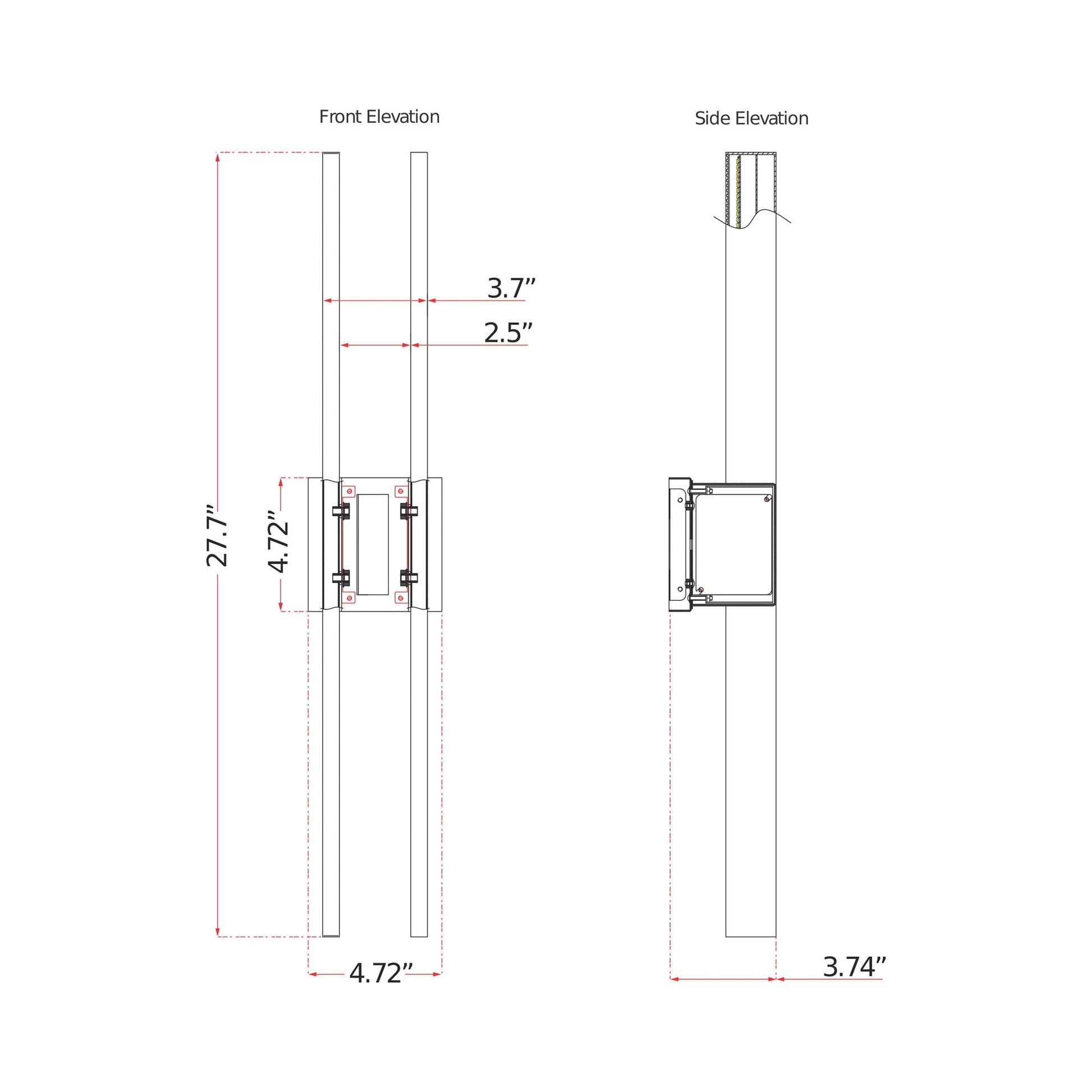 Slate Outdoor LED Wall Light - line drawing.