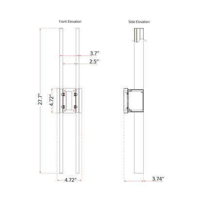 Slate Outdoor LED Wall Light - line drawing.