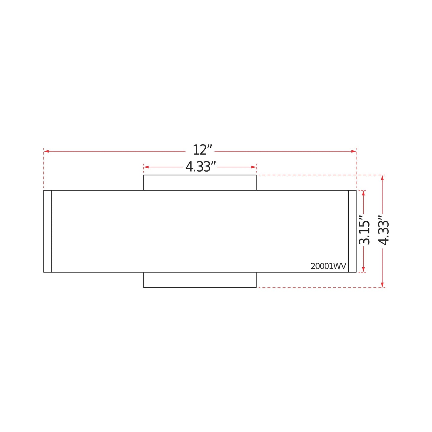 Slim LED Bath Vanity Light - line drawing.