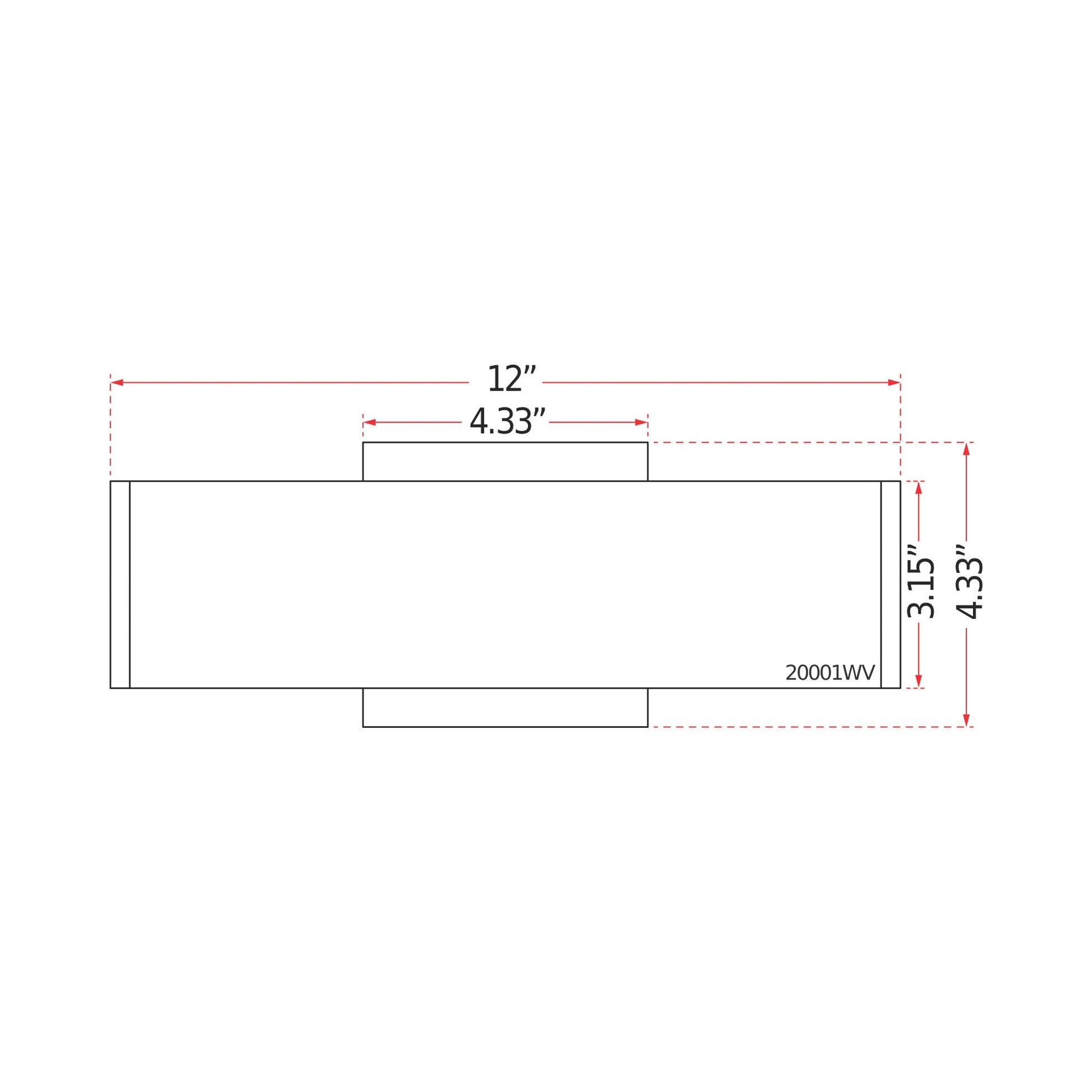 Slim LED Bath Vanity Light - line drawing.