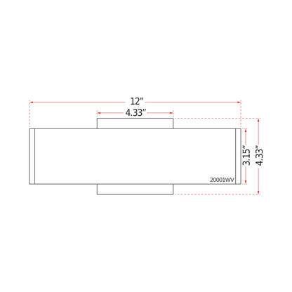 Slim LED Bath Vanity Light - line drawing.