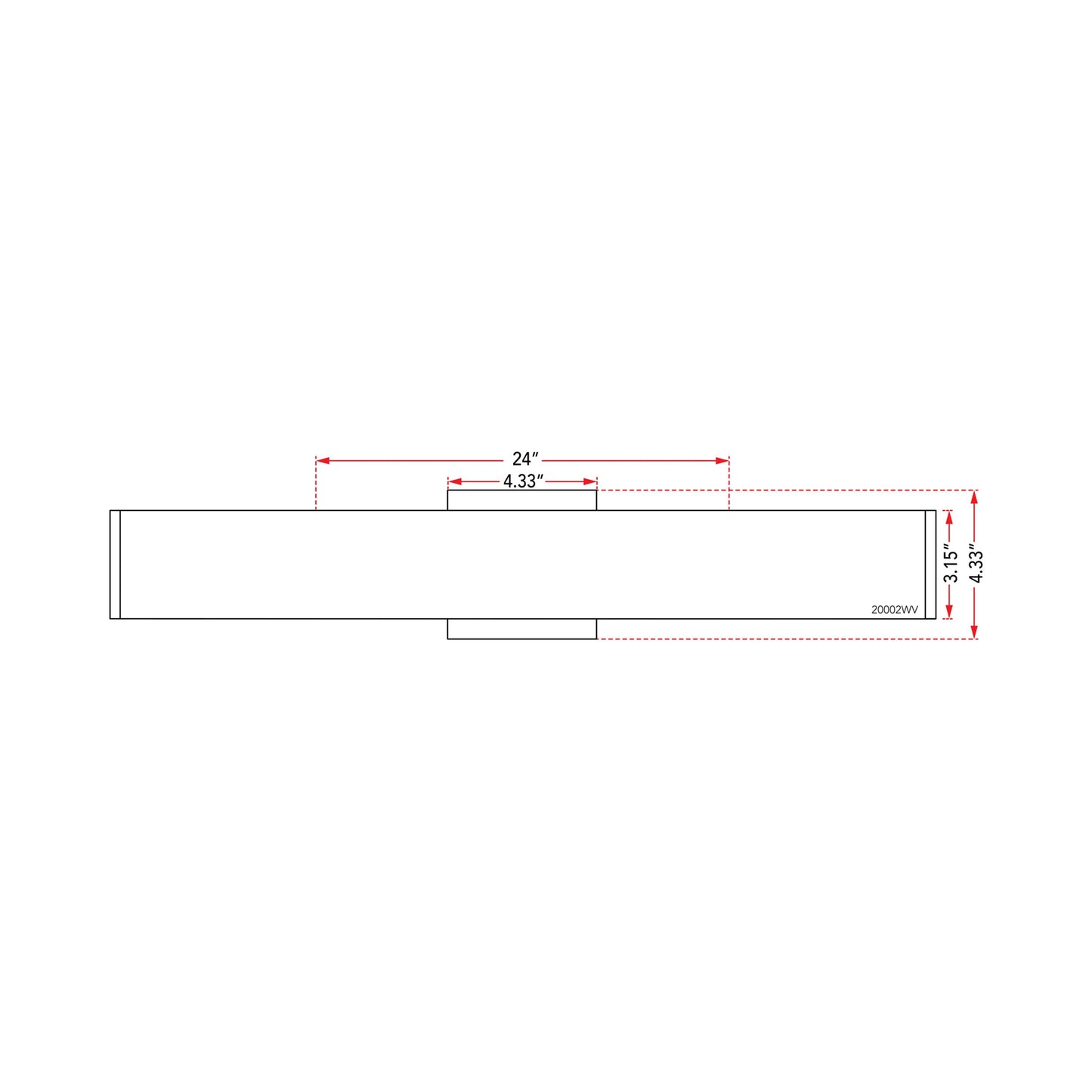 Slim LED Bath Vanity Light - line drawing.
