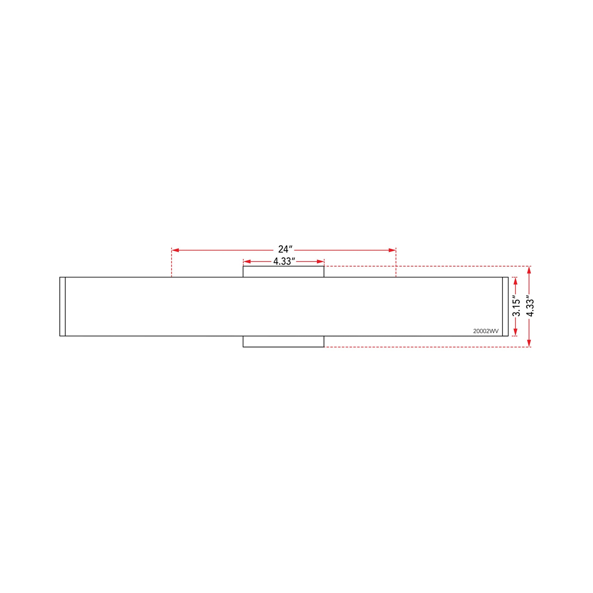Slim LED Bath Vanity Light - line drawing.