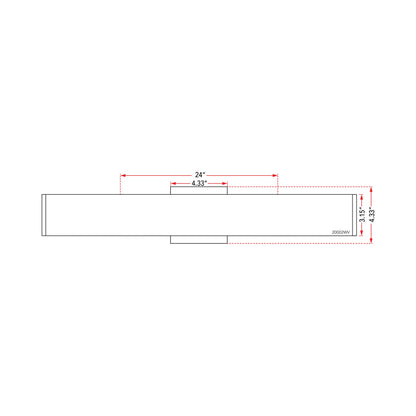 Slim LED Bath Vanity Light - line drawing.