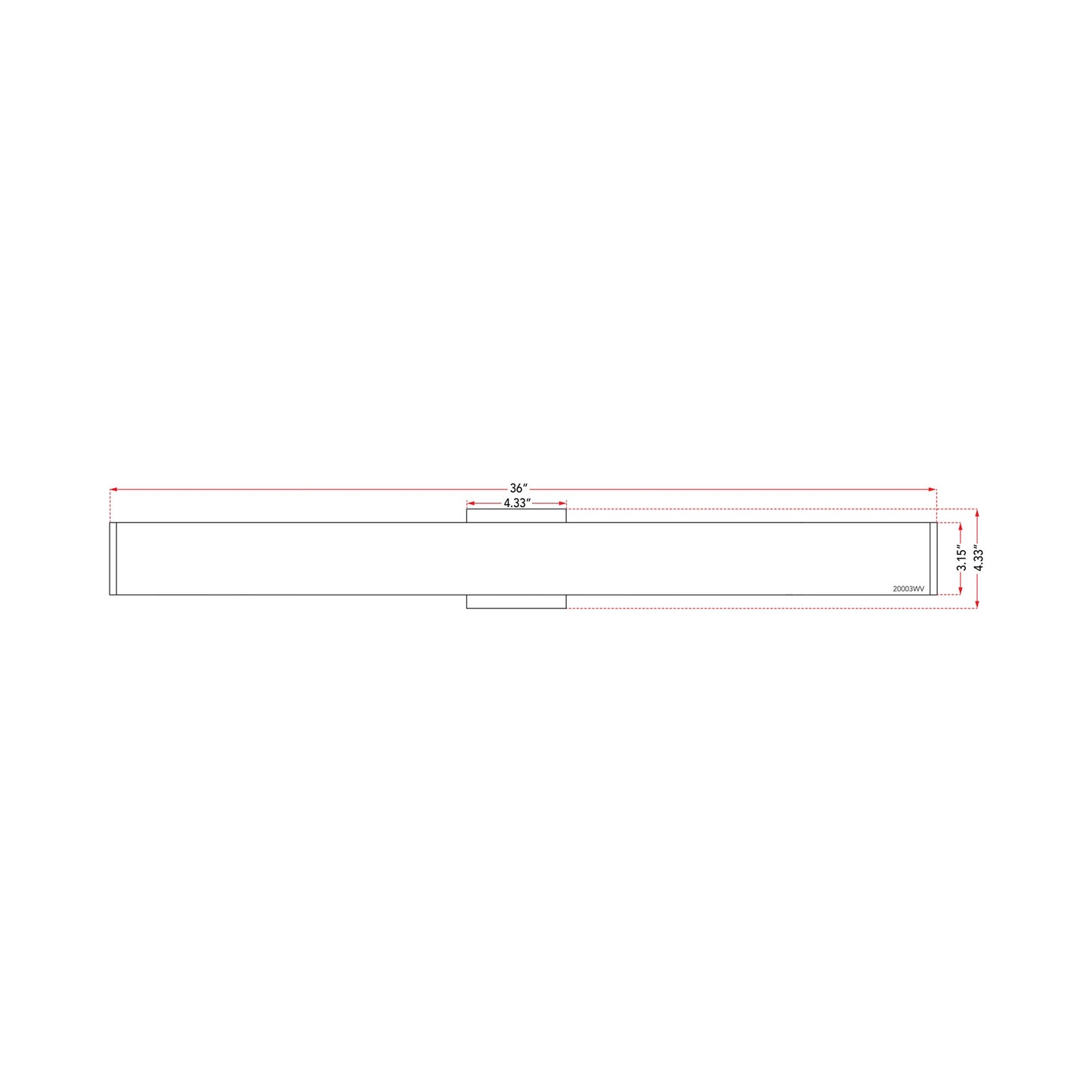 Slim LED Bath Vanity Light - line drawing.
