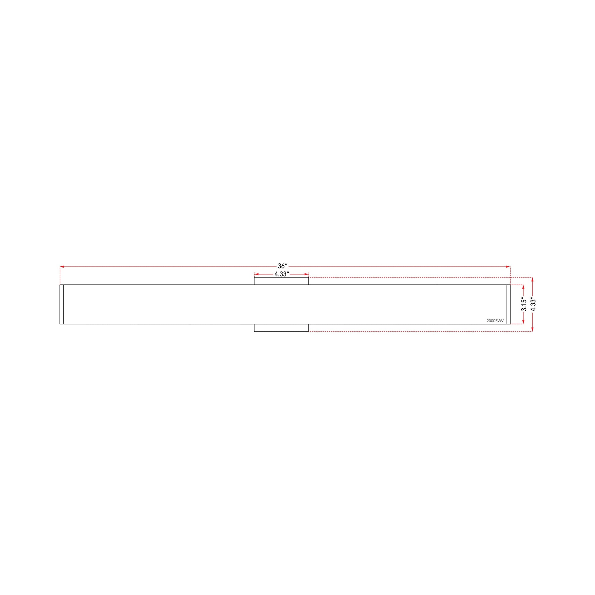 Slim LED Bath Vanity Light - line drawing.