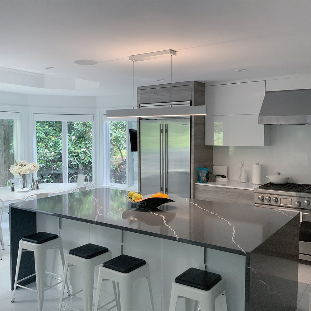 Slim LED Pendant Light in kitchen.