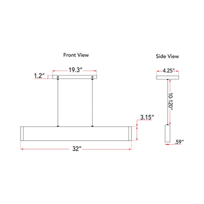 Slim LED Pendant Light - line drawing.