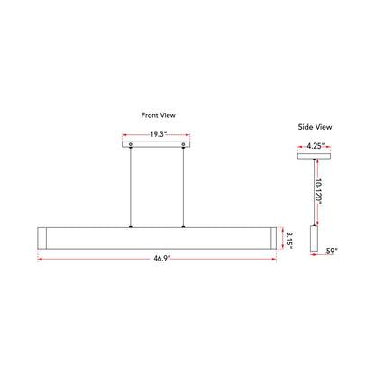 Slim LED Pendant Light - line drawing.