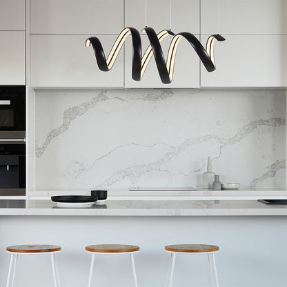 Sling Linear LED Pendant Light in kitchen.