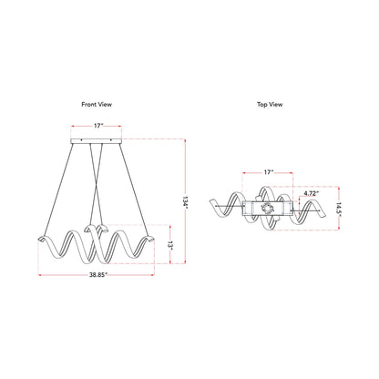 Sling Linear LED Pendant Light - line drawing.