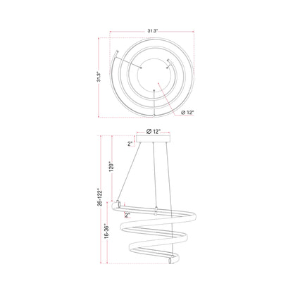 Sling Oval LED Pendant Light - line drawing.