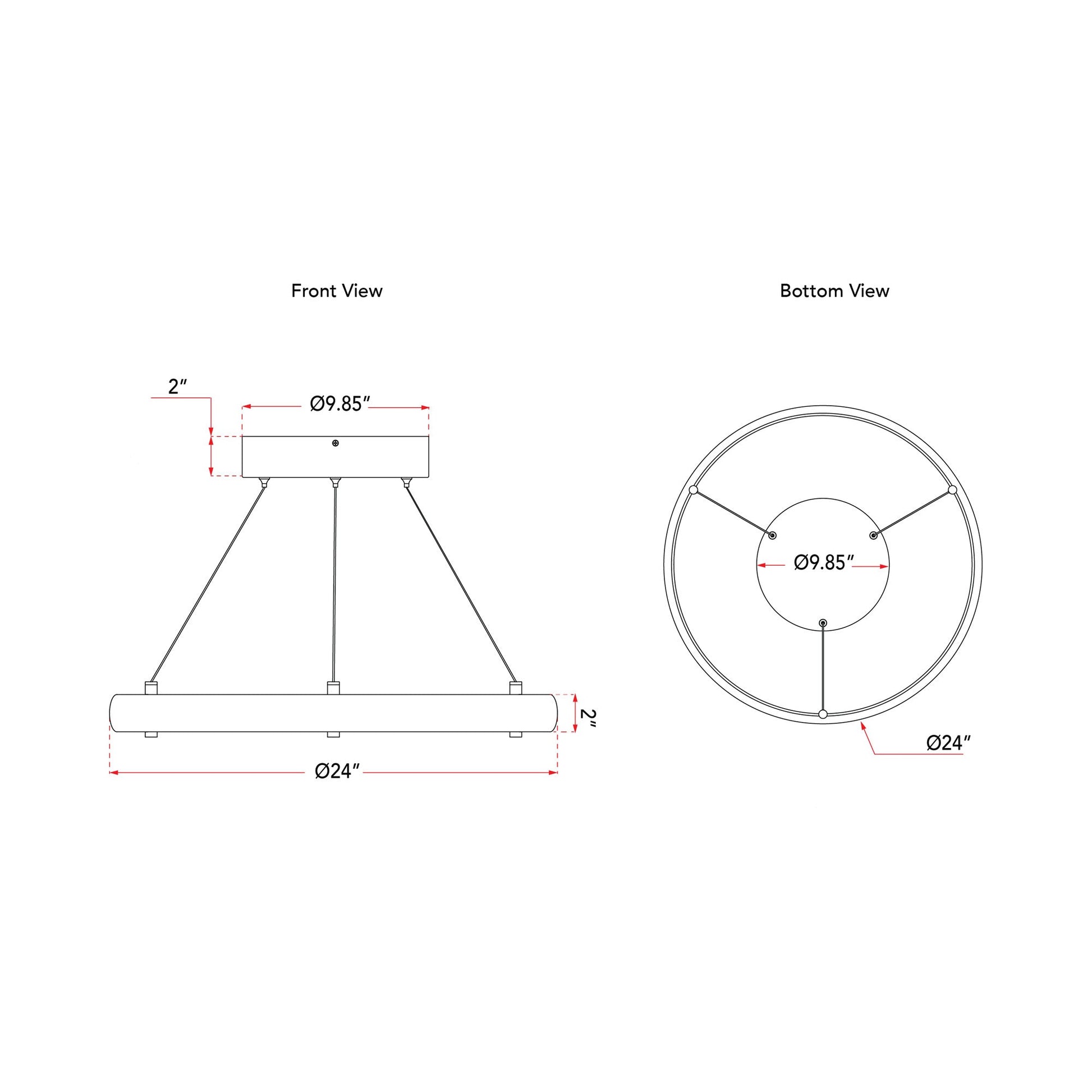 Sling Ring LED Pendant Light - line drawing.