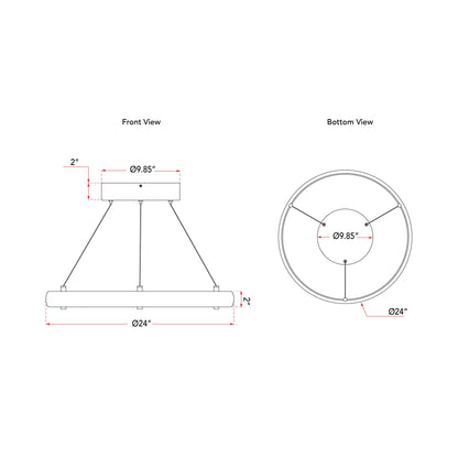 Sling Ring LED Pendant Light - line drawing.