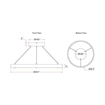 Sling Ring LED Pendant Light - line drawing.