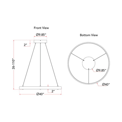 Sling Ring LED Pendant Light - line drawing.