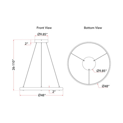 Sling Ring LED Pendant Light - line drawing.