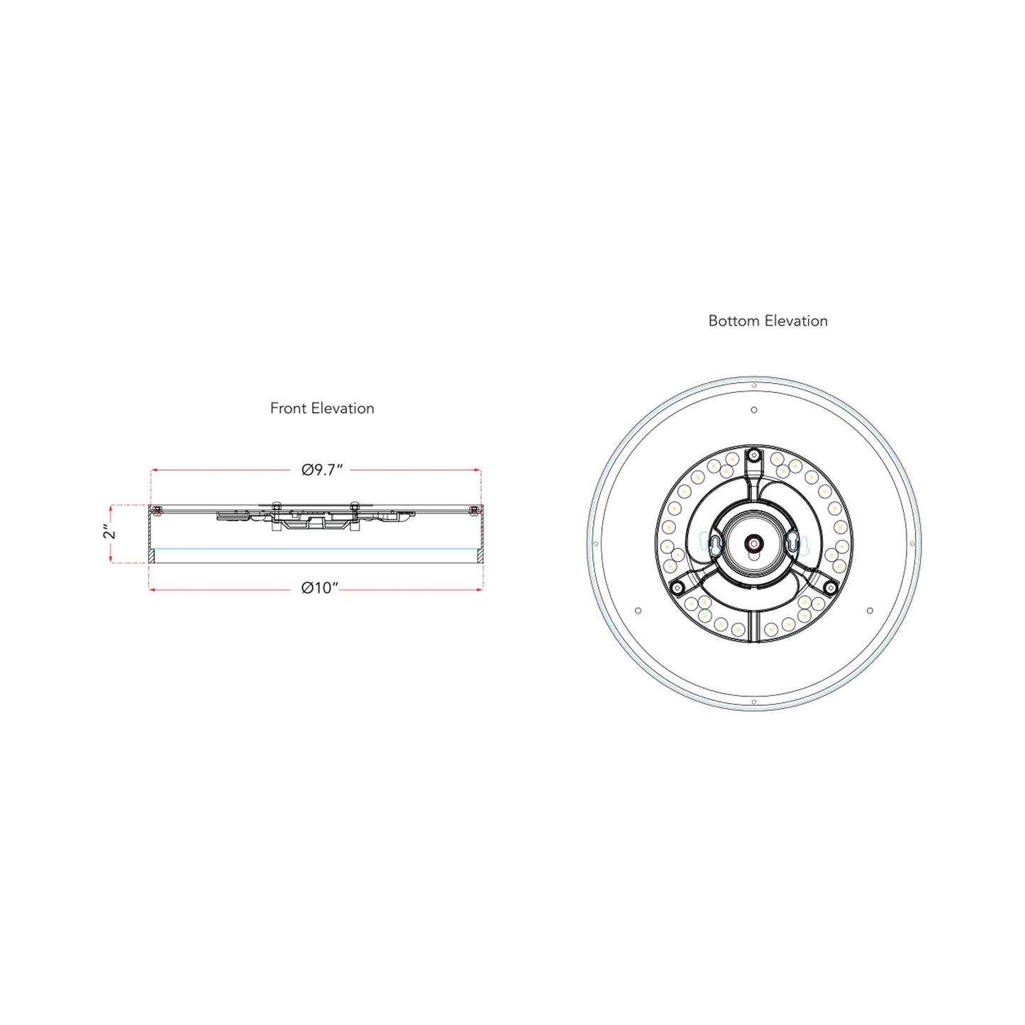 Snare LED Flush Mount Ceiling Light - line drawing.