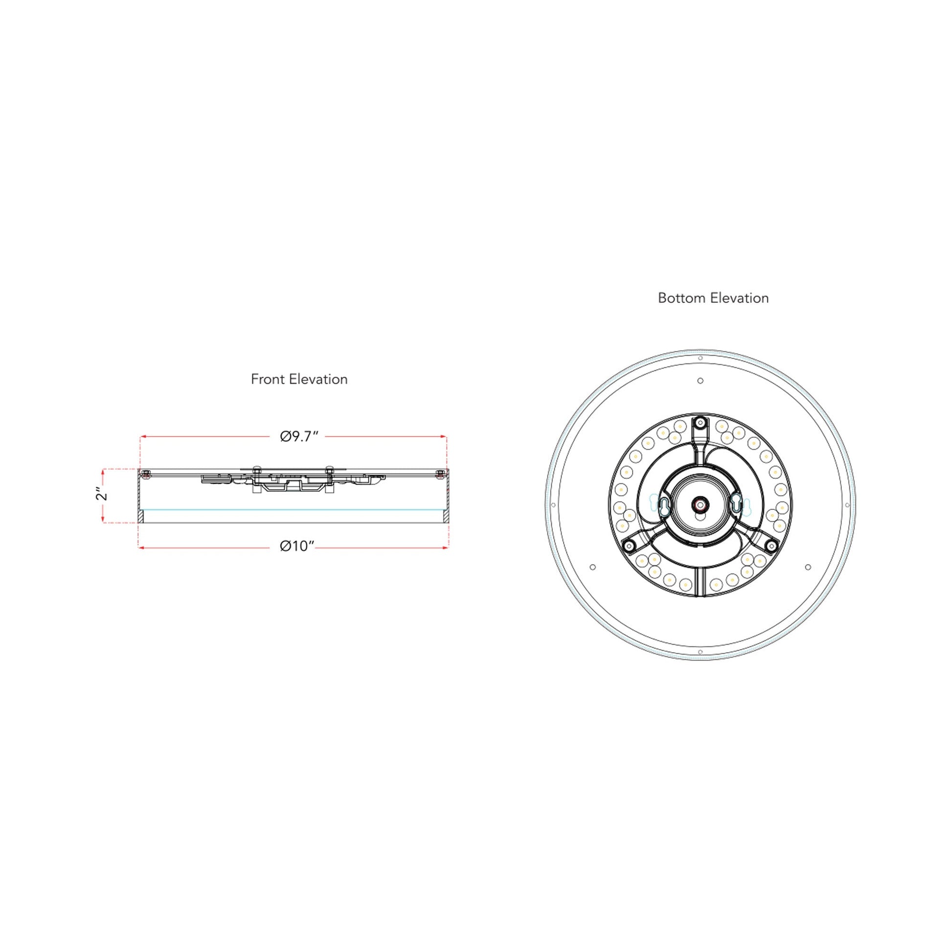 Snare LED Flush Mount Ceiling Light - line drawing.