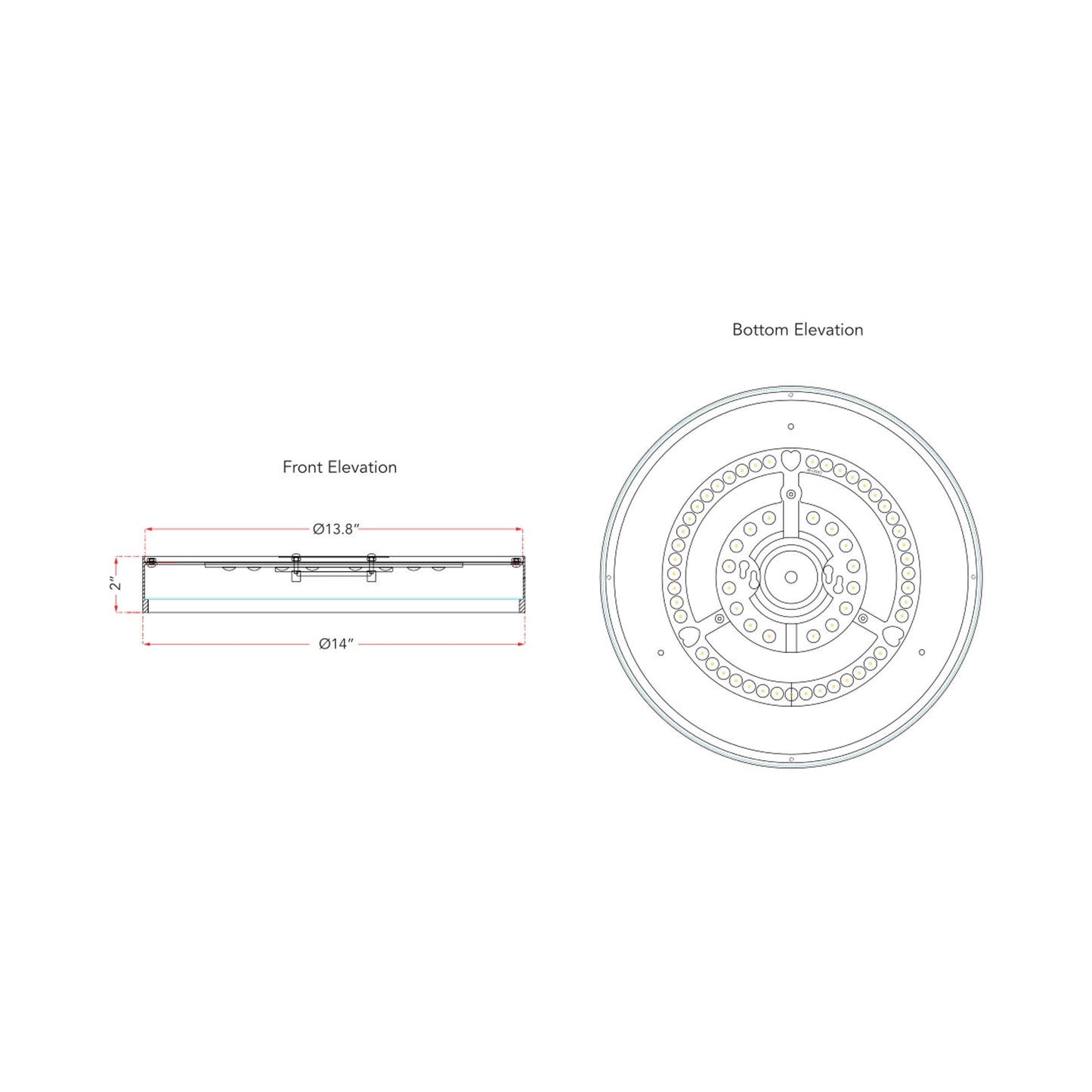 Snare LED Flush Mount Ceiling Light - line drawing.