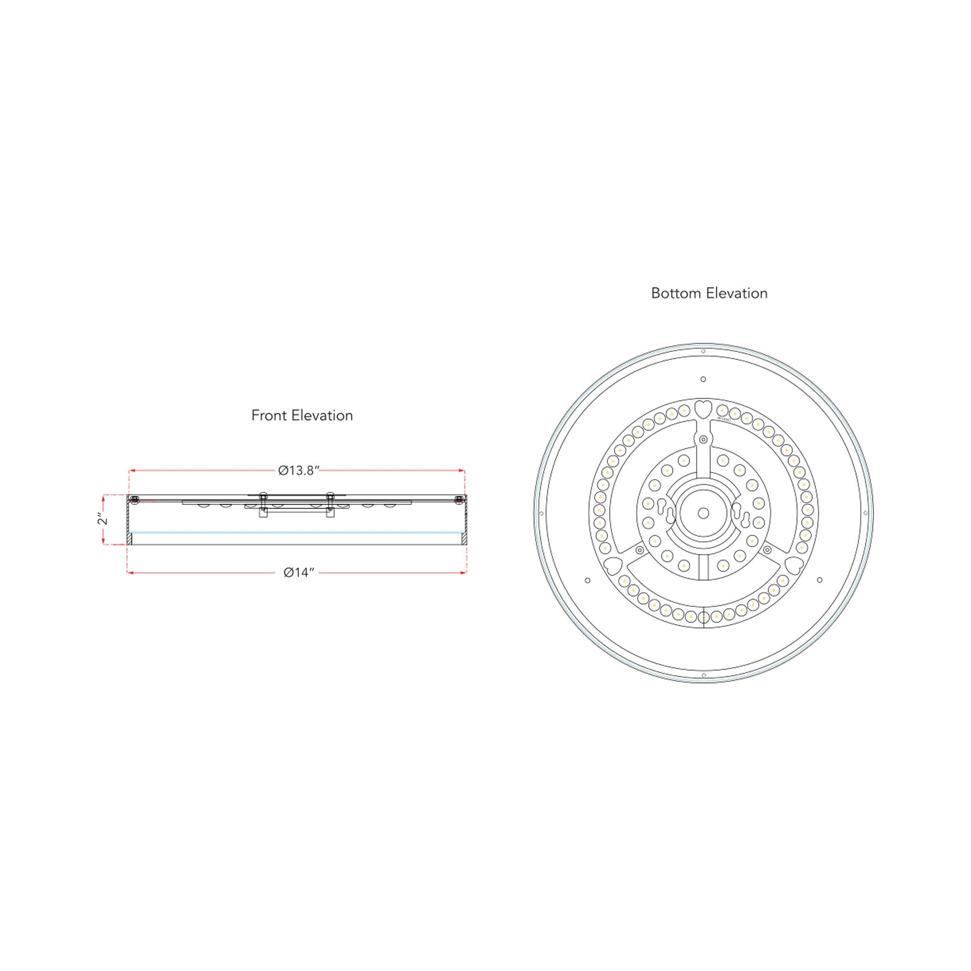 Snare LED Flush Mount Ceiling Light - line drawing.