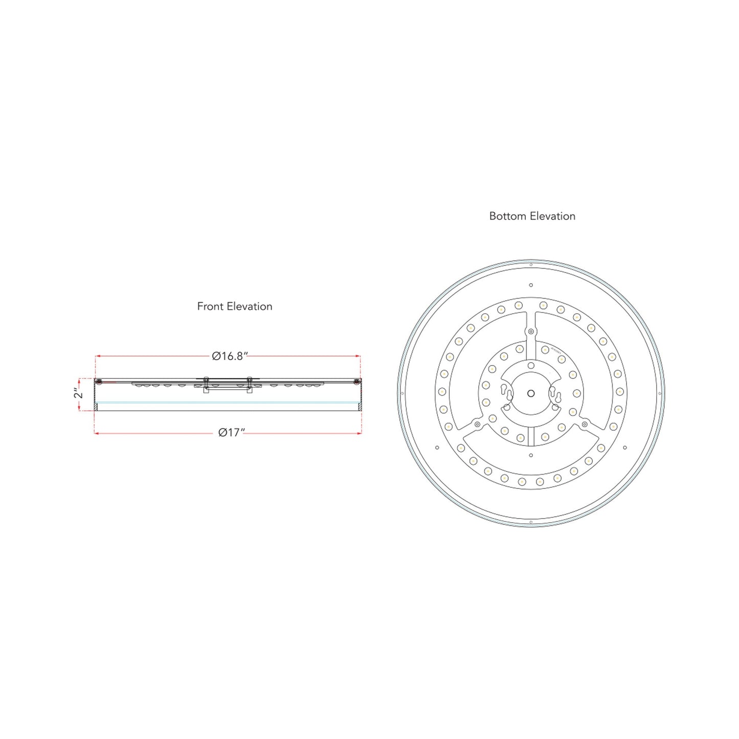 Snare LED Flush Mount Ceiling Light - line drawing.