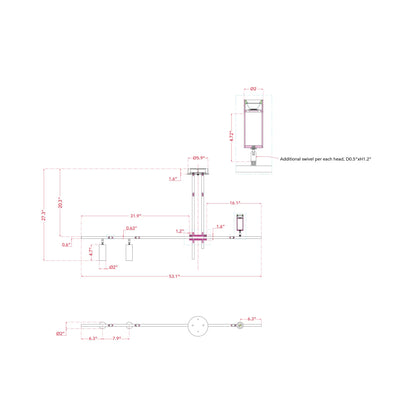 Spartan LED Pendant Light - line drawing.