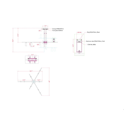 Spartan LED Pendant Light - line drawing.