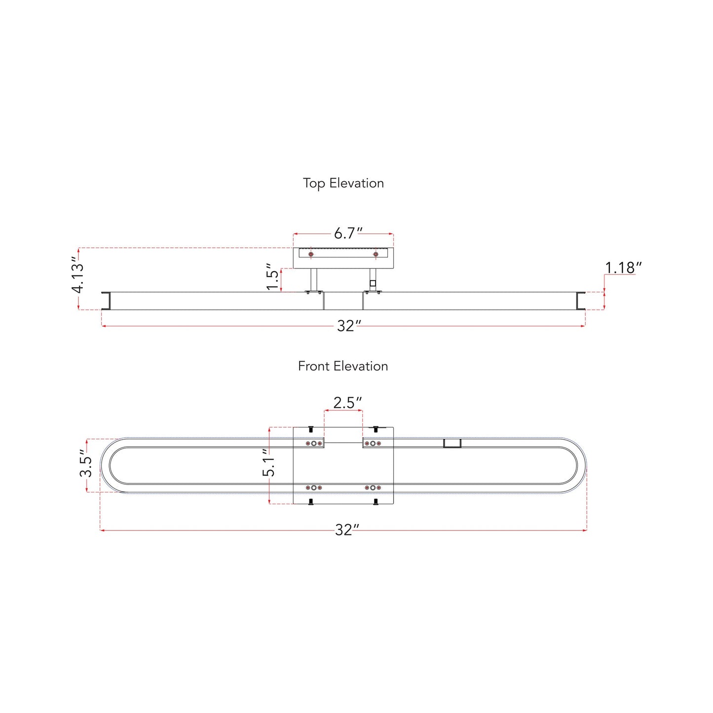Speedway LED Bath Vanity Light - line drawing.