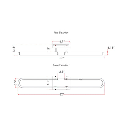 Speedway LED Bath Vanity Light - line drawing.