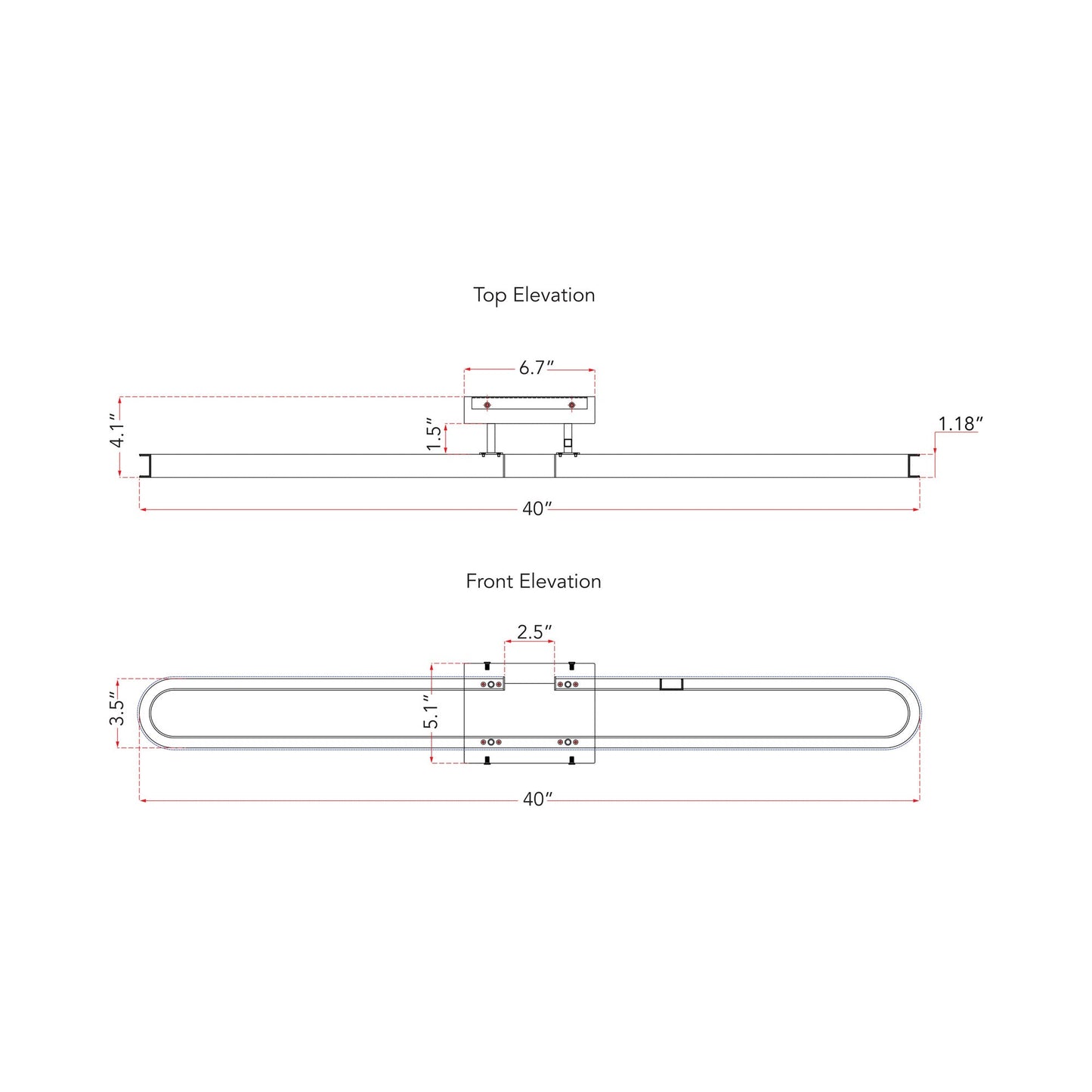 Speedway LED Bath Vanity Light - line drawing.