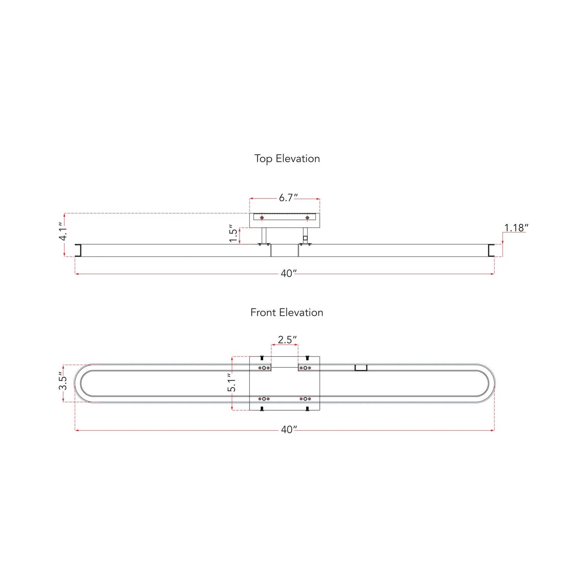 Speedway LED Bath Vanity Light - line drawing.
