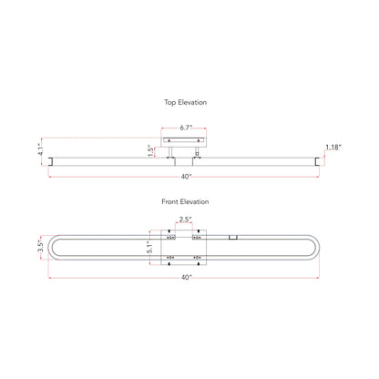 Speedway LED Bath Vanity Light - line drawing.
