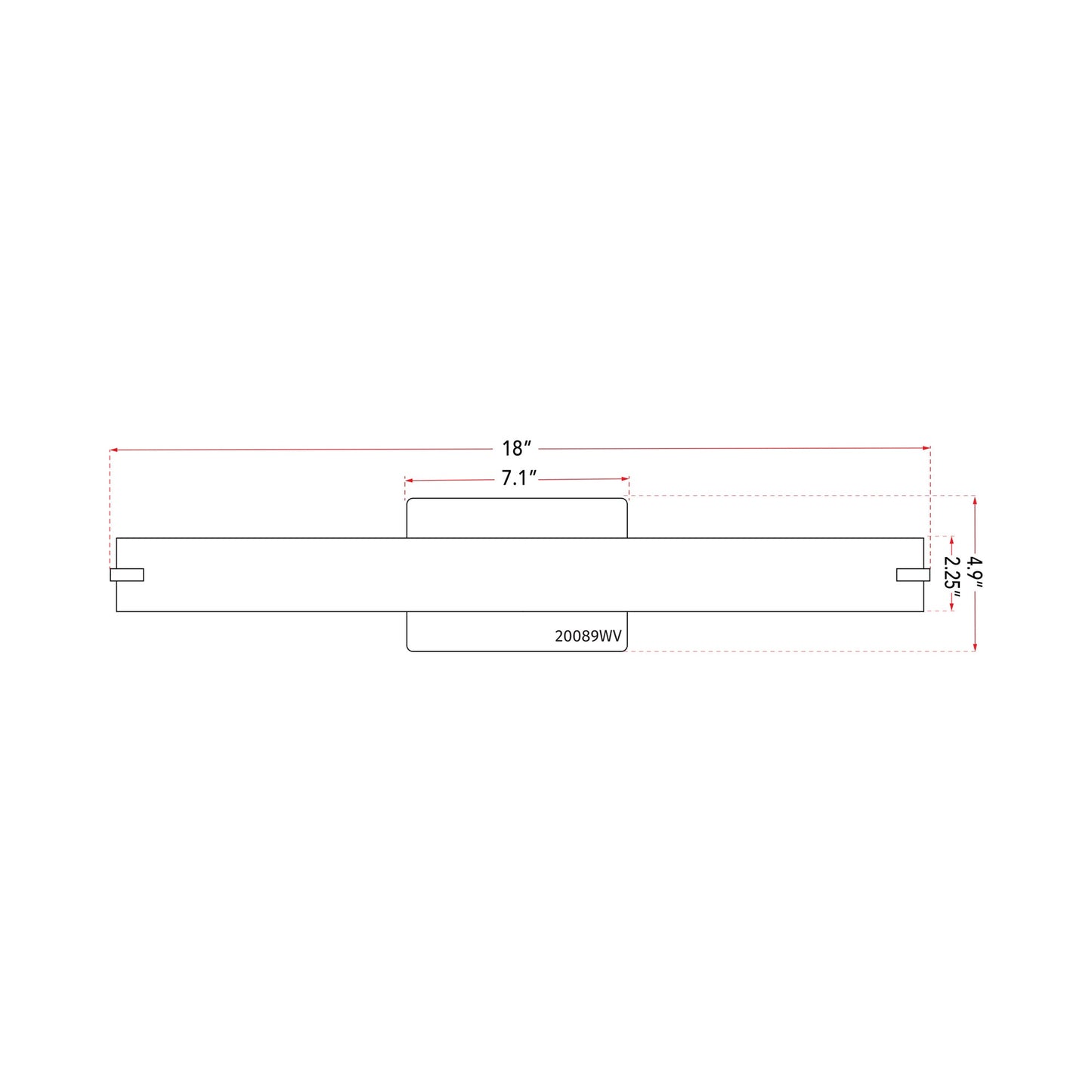 Squire LED Bath Vanity Light - line drawing.